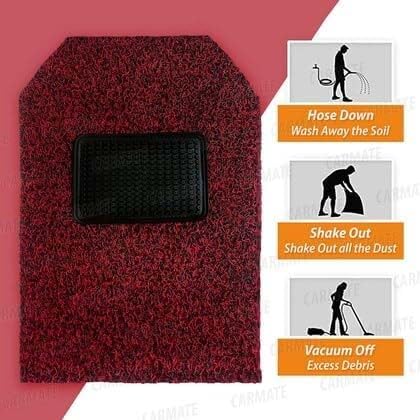 Image of CARNEST Premium Grass PVC Mats, 18mm Thickness, 100% Waterproof and Dustproof Car Floor Foot Mats, Universal Fit in All Cars, Compatible for Verna (2011-2016) All Weather Car Mat, Red