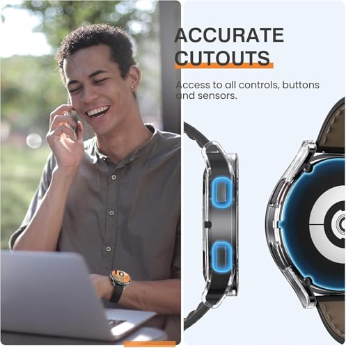 Image of Oiloco Samsung Galaxy Watch 5 2022 /4 2021 Screen Protector Case 44mm Accessories, Protective Face Cover Built-in Tempered Glass Film Bumper Case (44mm, Clear)