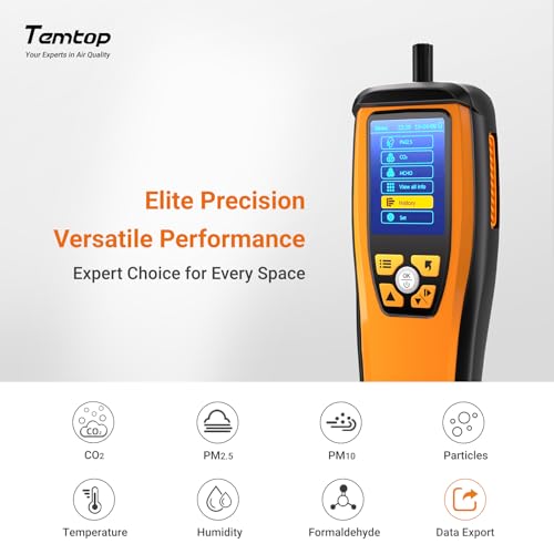 Temtop M2000 2ND GENERATION Air Quality Monitor Co2 Detector Professional Carbon Dioxide Pm2.5 Pm10 Formaldehyde Temperature And Humidity Monitor W/Audio Alarm Data Export thumb #2