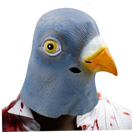 Jcasbdn Masque pigeon, masque d'oiseau complet en latex avec trous d'air, costumes de pigeon Halloween pour costume de costume d'Halloween Cosplay
