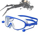 Générique Schwimmbrille für Herren, Schwimmbrille für Erwachsene, mit breiter Sicht, Anti-Beschlag-Beschichtung, ohne Auslaufen, für Erwachsene mit Ohrstöpseln, Schwimmbrille für Taucherbrille