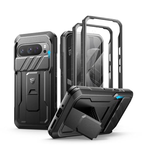 Dexnor for Google Pixel 9 Pro Case with Slide Camera Cover & Built-in Screen Protector & Heavy-Duty Kickstand,Full-Body Protective Cover Rugged Bumper Cases for Pixel 9 Pro,Black(2024)