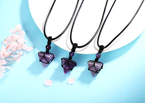 Image of XIANNVXI Healing Crystal Necklace for Men Jewelry Gift | Adjustable Black Rope Natural Gemstone Pendant