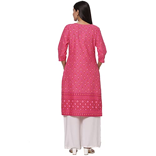 Image of Rangriti Fuschia Cotton Straight Kurta