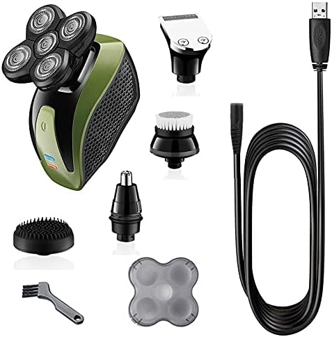 Head Shavers for Bald Men, 5in1 grooming kits electric shaver facial body electric rechargeable razor men beard wet dry rotary bald shaving machine (Color : 5in1)