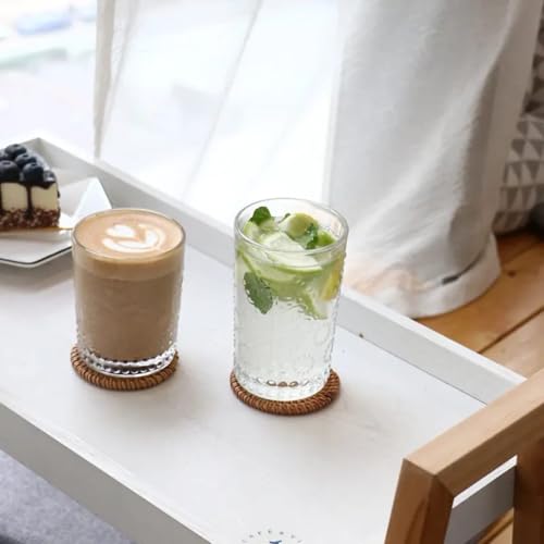 Image of PrimeWorld Romantic Vintage Embossed Water Glasses Set of 6 (280ml) - Clear Drinking Tumblers for Everyday Use & Special Occasions