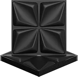 WAQIF Wall Panels Textured Wall Tiles Floral Design Decoration PVC Panels Wall Cladding 3D Wall Panel ecorative 3D Wall Panels, PVC Wall Plates, TV Backdrop, bar, Gaming Room, Black (32)