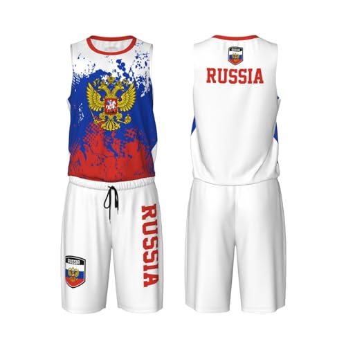 Russia Flag Grain (1) Basketball Jersey Uniform Suit for Men Adults Training Athletic Set