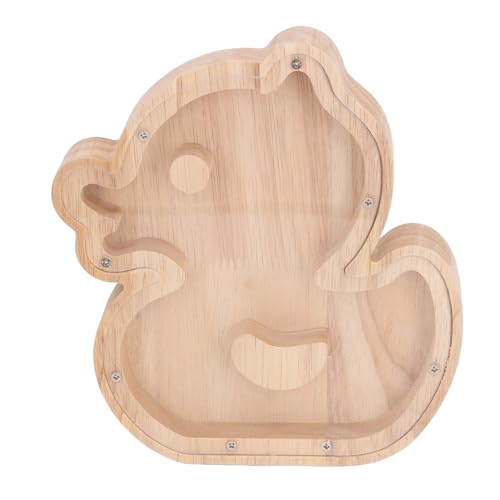 Banque de Porte, Fenêtre Transparente Augmente la Tirelire en Bois pour Les Enfants (Canard)