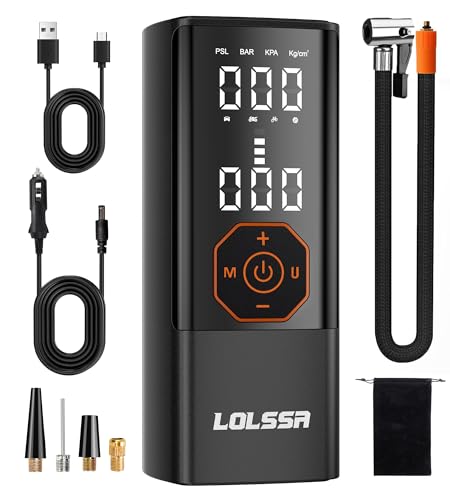 Tire Inflator Portable Air Compressor-Air Pump 150PSI Cordless Electric for Car, Motorcycle, Bike, Ball, with Tire Gauge Pressure, Dual-Use Type (Orange)