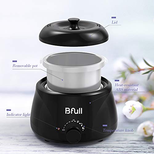 2020 Upgraded BFull Mini Wax Warmer, Instant Hair Removal Kit with 4 Pack Wax Beans, 20 Applicators, 10 Clean Collars, 3 Wax Melting Bowls for At-Home Waxing