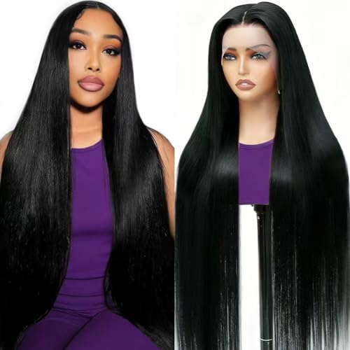 32 Inch Straight Wigs Human Hair 200 Density 13x6 Hd Lace Front Wigs Pre Plucked Straight Glueless Human Hair HD Transparent Human Hair Lace Front Wigs with Baby Hair Lace Front Wigs for Women