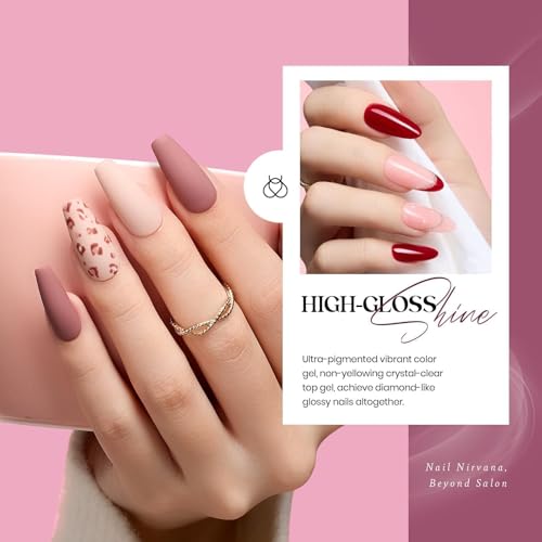 Image of Beetles Fall Gel Polish Set - 20 Colors Neutral Shimmer Red Nude Brown Gel Nail Polish Kit with Base Coat Matte Glossy Top Coat Soak off Uv Lamp Manicure Set Gift for Women Sophisticated Charm