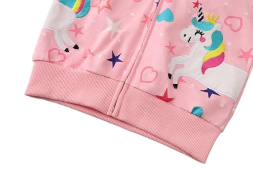 Smazero Girls Hoodie Kids Zip Up Unicorn Jumper Zipper Hooded Sweatshirt Toddler Long Sleeve Christmas Hoody Tops for Girls 3-8 Years Pink - Image 4