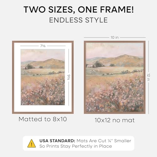 Image of Homeforia 10x12 Picture Frame Mocha, High End Metal 10x12 Poster Frames with Mat for 8x10, 10 x 12 Mocha Frame Matted to 8 x 10 inch Photo, 10by12 Thin Hanging Frames, Tempered Glass, Wall Kit, Set of 1