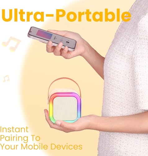 Image of TOYTONIC Wireless Karaoke Speaker with Microphone, Portable Bluetooth Speaker with LED Light Effects, and Carry Handle for Kids and Adults