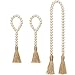 Mkono Wooden Beads Garland with Tassels 3 Pcs Prayer Beads Farmhouse Rustic Wood Bead String Wall Hanging Decor for Baby Nursery Room, Wedding Vase Ornament, Ivory