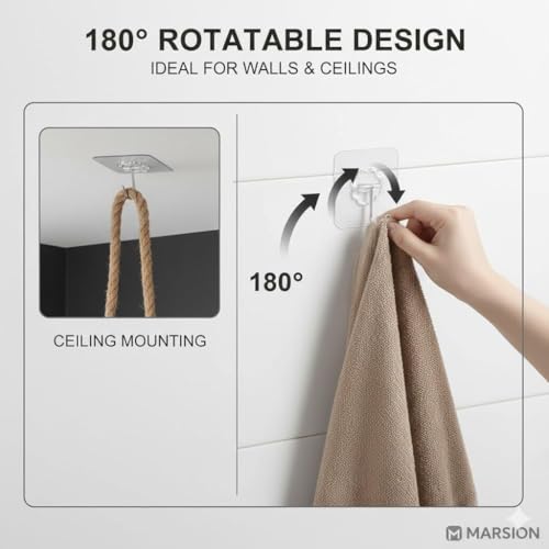 Image of Self Adhesive Hooks for Wall Heavy Duty - 10kg Load Capacity Waterproof Transparent Wall Hooks for Hanging - No Drilling Nail (ProHold Hoo (Flower Hook Pack 15)