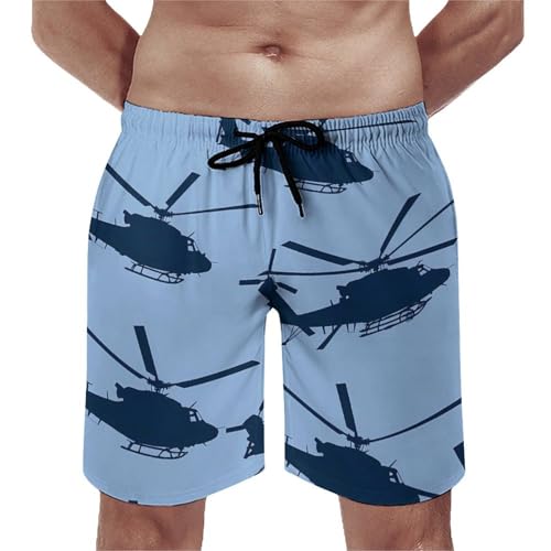 Helicopter Mens Swim Trunks with Mesh Lining Stretch Swimming Shorts Quick Dry with Pockets for Beach
