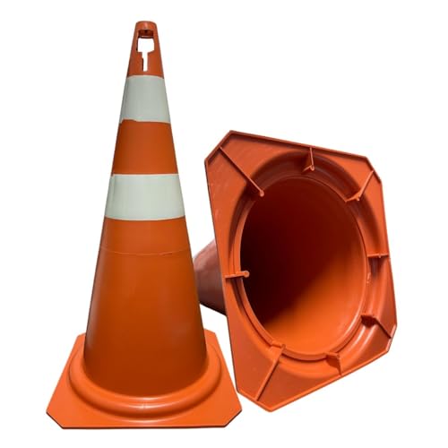 Kit 5 Cone de Sinalização 75cm para Trânsito Estacionamento EPI Segurança Laranja e Branco