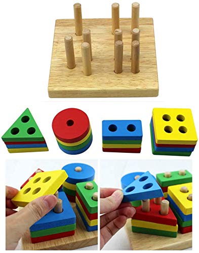 Litewoo Bird Training Toys Educational Foraging Toys Parrot Puzzle Toy Color and Shape Training Wooden Block Toy for Parakeet Cockatiel Finch African Grey Conure Lovebird - image 3