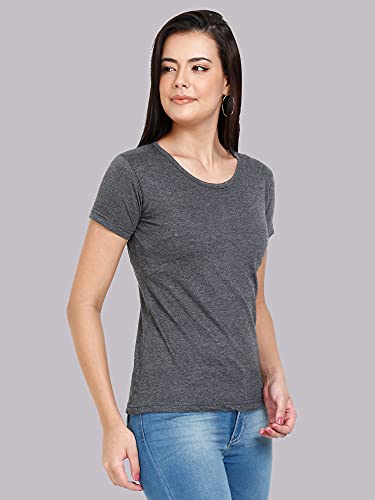 Image of FLEXIMAA Women's Cotton Plain Round Neck Half Sleeve T-Shirt