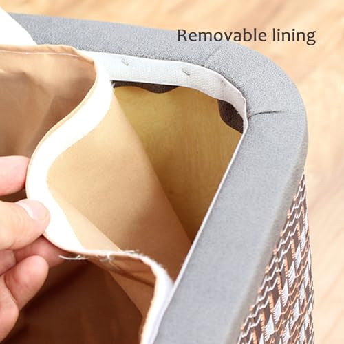 Bamboo Storage Pouf Ottoman Small Round Foot Stool with Lid for Entryway, Living Room, Kitchen, Bedroom Padded Seat and Footrest Accent Furniture (38cm) - Image 8