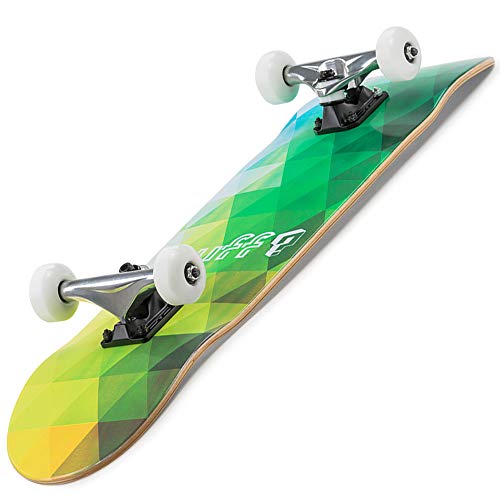 Enuff スケートボード 32インチ 【世界ランカーも使用】 コンプリート スケボー 初心者～競技者まで ソフトウィール装着 組上済 完成品 英国ブランド ENU3030 Green 85A ［国内正規品／日本語説明書／メーカー保証付き］ GEOMETRIC グリーン SOFT