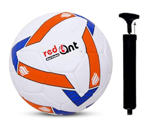 REDANT Hand Stitched Football for All Ages Suited for The Grass Fields | PU | Suitable for Grass |Practice Ball | Soccer Ball | for Men/Women | Football Size - 5 (Shine Star with Pump-01)