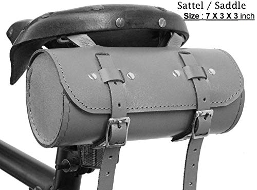 Herte Bicycle Leather Bag Saddle Bike Seat Handle Bar Tool Pouch Women Green Blue White Color Buffalo Hide (Tan) #TOP5