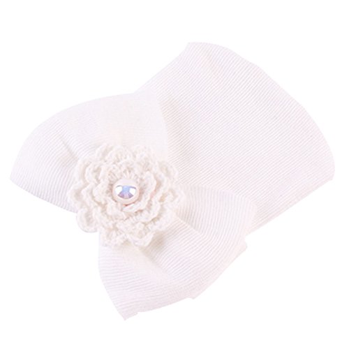 Dreshow Bqubo Newborn Hospital Hat Infant Baby Hat Cap With Big Bow Soft Cute Knot Nursery Beanie #TOP2