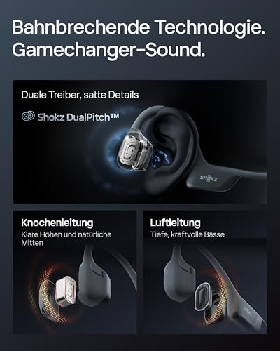 SHOKZ OpenRun Pro 2 Mini Knochenschall Sportkopfhörer, Open-Ear-Ohrhörer mit Bluetooth 5.3, Mikrofon mit Geräuschunterdrückung, IP55 wasserdicht, 12 Std. Wiedergabe, USB-C Schnellladung, Schwarz