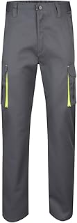 Velilla 103008S; Pantalón stretch bicolor multibolsillos; color Gris y Amarillo Flúor; Talla 54