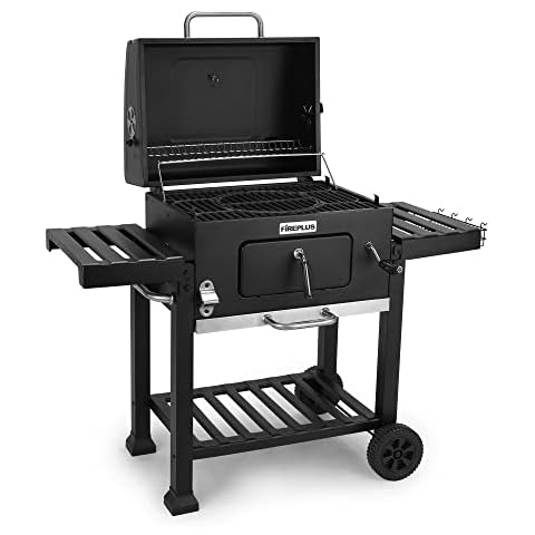 Amig - Barbacoa Fireplus Portátil de Carbón o Leña con Ruedas y Bandejas Laterales Cover