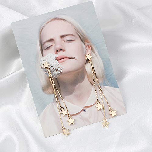 Lucky Star Pendant Tassel Dangle Earrings Fashion Long Shooting Star Drop Earrings Stud For Women Girls (Gold) #TOP1