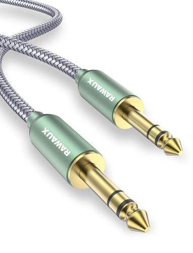 RAWAUX 6.35mm TRS Instrument Cable, 1/4" 6.35mm Male to Male Jack Stereo Audio Cable Balanced Guitar Lead for Guitar Bass