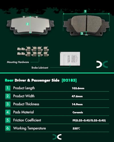 Image of SCITOO D2176 D2183 Front Rear Ceramic Brake Pad Sets For Toyota For Corolla | 2020 2021 2022 2023;8pcs Brake Pads;w /Hardware