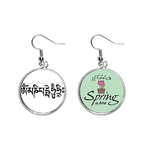 Colgante de budismo sánscrito y pendientes gráficos de primavera para mujer