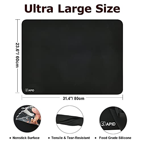 SAPID Extra Large Silicone Sheet for Crafts 23.6" x 31.4", Thick Silicone Jewelry Casting Mats, Nonstick Nonslip Silicon Mat for Epoxy Resin, Art Painting, Heat Resistant Counter Mat (Black) by SAPID - Image 2