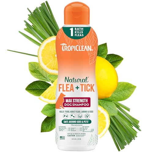 TropiClean Max Strength Flea and Tick Shampoo Treatment for Dogs,...
