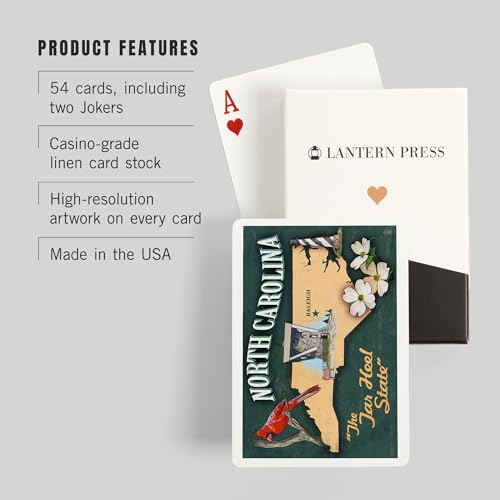 Baraja de cartas Poker North Carolina, 52 naipes miniatura 3
