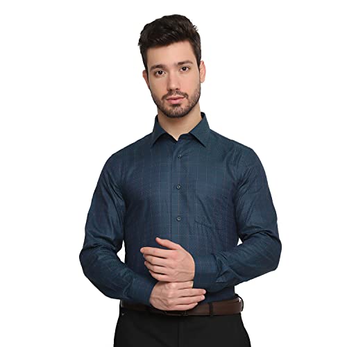 Image of blackberrys Checks Cotton Slim Fit Mens Work Wear Shirt