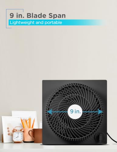Image of BLACK+DECKER 9-Inch Frameless Box Fan, 3-Speed Settings, BFB09B, Black | Desk Fan with 3-Speed Settings, Quiet and Lightweight Portable for Home Office or Garage, Self-Standing Frameless Design