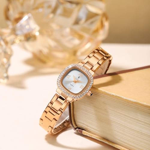 Image of London Fog Ave Maria Collection Analog Watch for Women with Square Dial, Crystal Studded Bezel Roman Numeral Markers and Stainless Steel Strap - LFW20004
