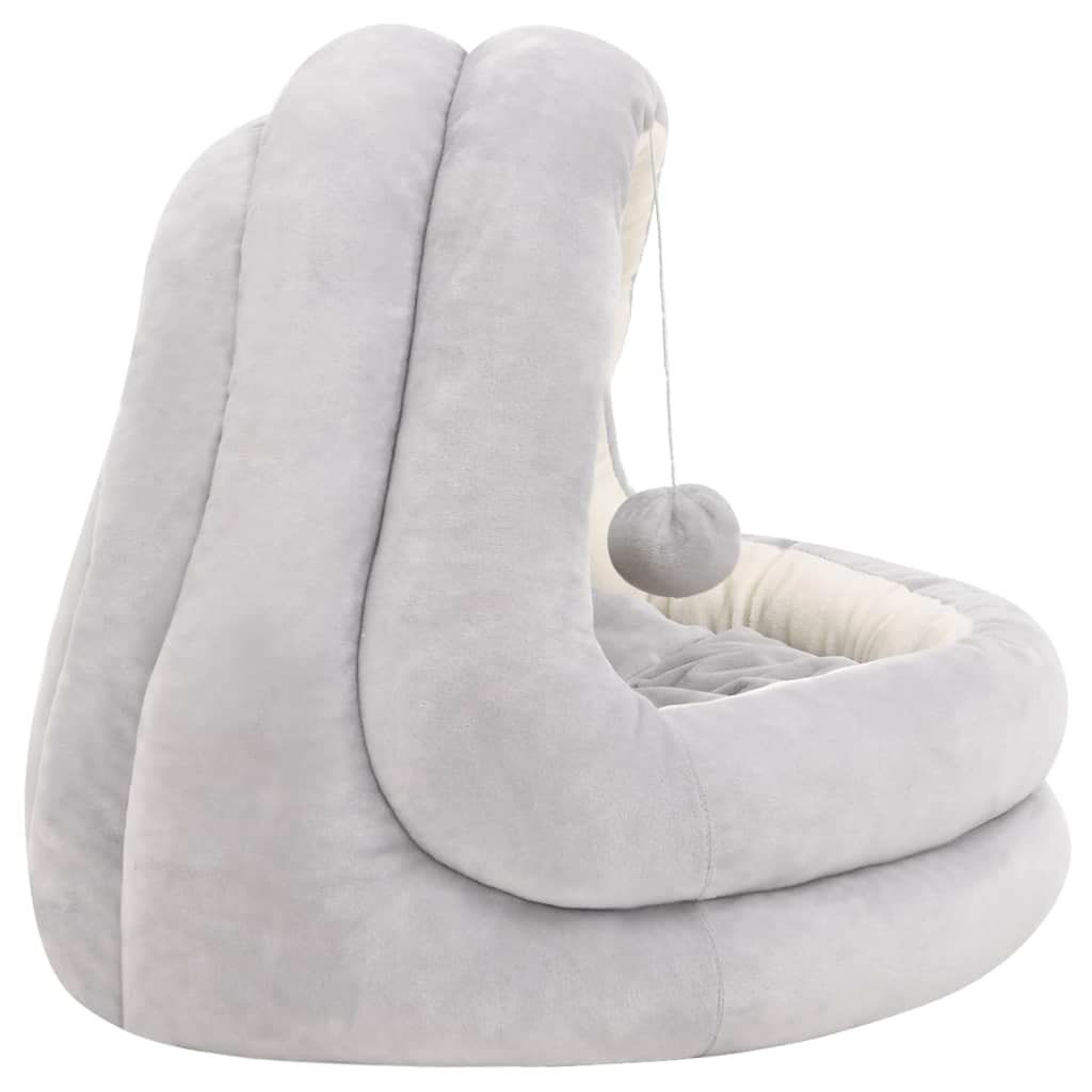 Katzenbett kuschelige Katzenhöhle 50x50x45 cm weiches Fleece Haustierbett für Katzen und kleine Hunde rutschfeste Unterseite mit Spielball