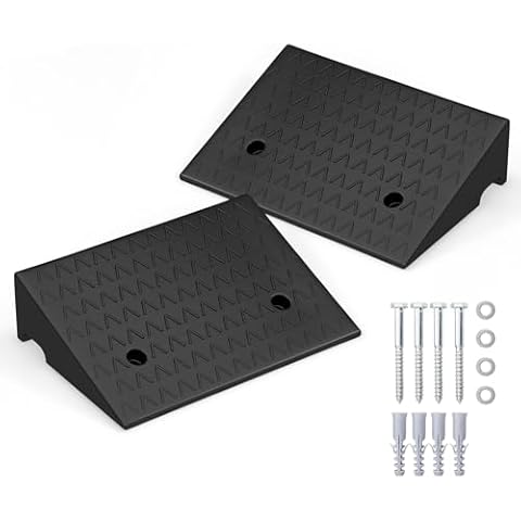 Toolsempire Car Ramps, 2 PCs Rubber Curb Ramps for Driveway, 5" Threshold Ramp Set Heavy Duty Ramp Slope for Driveway, Sidewalk, Loading Dock, Cars, Wheelchairs, Bikes, Motorcycles Cover