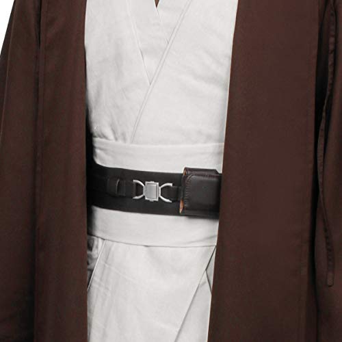 Jila Men & Kids Tunic Hooded Robe Cloak Knight Gothic Fancy Dress Halloween Masquerade Cosplay Costume Cape (3XL, Brown Tunic Cloak Set)