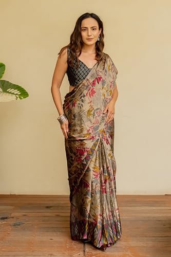 Image of MIRCHI FASHION Saree for Woman Chiffon Floral Printed | Breathable Lightweight Summer Sari for Office and Home Use with Blouse Piece (Available in 20 Colors)