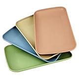 WANGSHIQI Wheat Straw Plates,4 Pack Rectangular Dinner Plates,Dinner Dishes Lightweight Plates Salad Plate for Kitchen Camping - BPA Free (4, multicolour)