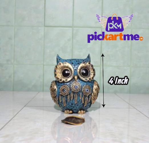 Image of Evil Eye 4 Inch Owl Statue for Good Luck l Feng Shui & Vastu II Evil Eye II Showpiece for Home Decor (Blue, 4 inch)